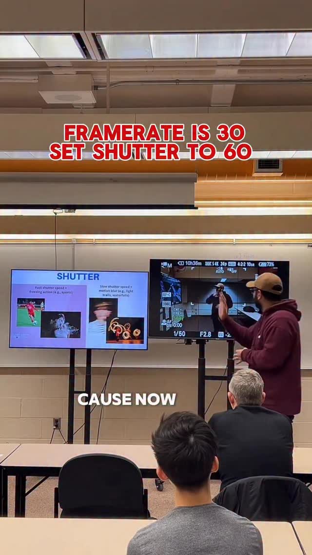 Shooting at 24fps? Start at 1/50. At 60fps? Start at 1/120.